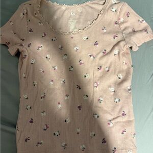 SO Pink Fitted Ribbed Short Sleeve Tee